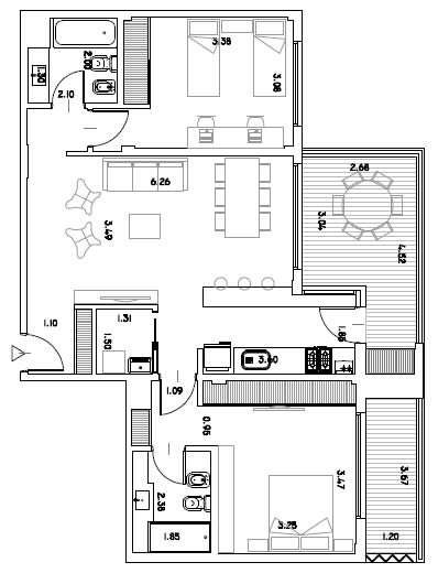 planta A,F,H,M  SEGUNDO PISO